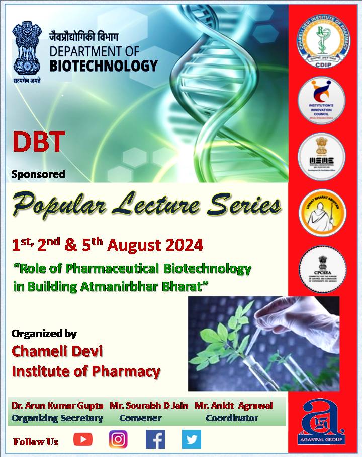 DBT sponsored "Popular Lecture Series" ( 01- 03 AUGUST 2024)